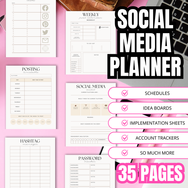 Complete Social Media Success Planner Ultimate Guide to Scheduling, Strategy and Tracking - Instant Download PDF