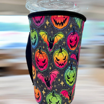 30 OZ Neon Pumpkin Halloween Insulated Cup Cover Sleeve Kim's Korner Wholesale