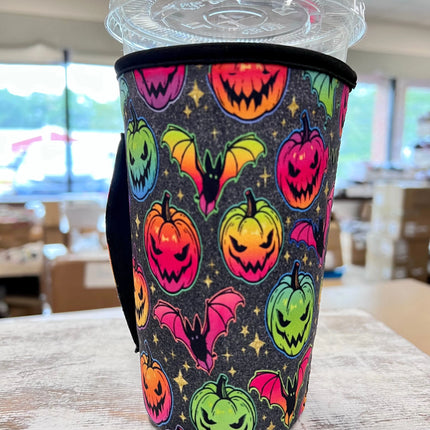 30 OZ Neon Pumpkin Halloween Insulated Cup Cover Sleeve Kim's Korner Wholesale