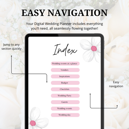 Digital Wedding Planner for Ipad 87 Hyperlinked Pages for easy wedding planning