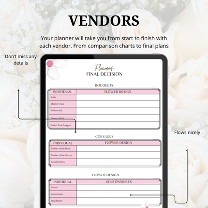 Digital Wedding Planner for Ipad 87 Hyperlinked Pages for easy wedding planning