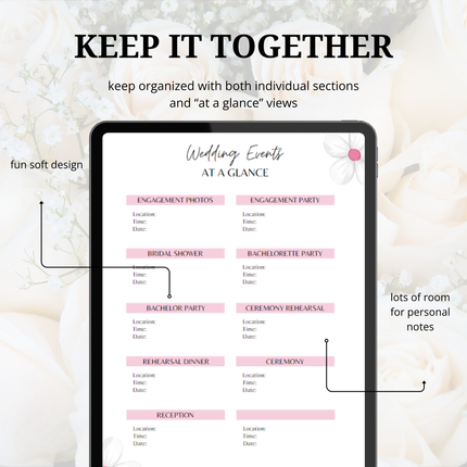 Digital Wedding Planner for Ipad 87 Hyperlinked Pages for easy wedding planning