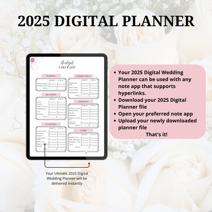 Digital Wedding Planner for Ipad 87 Hyperlinked Pages for easy wedding planning