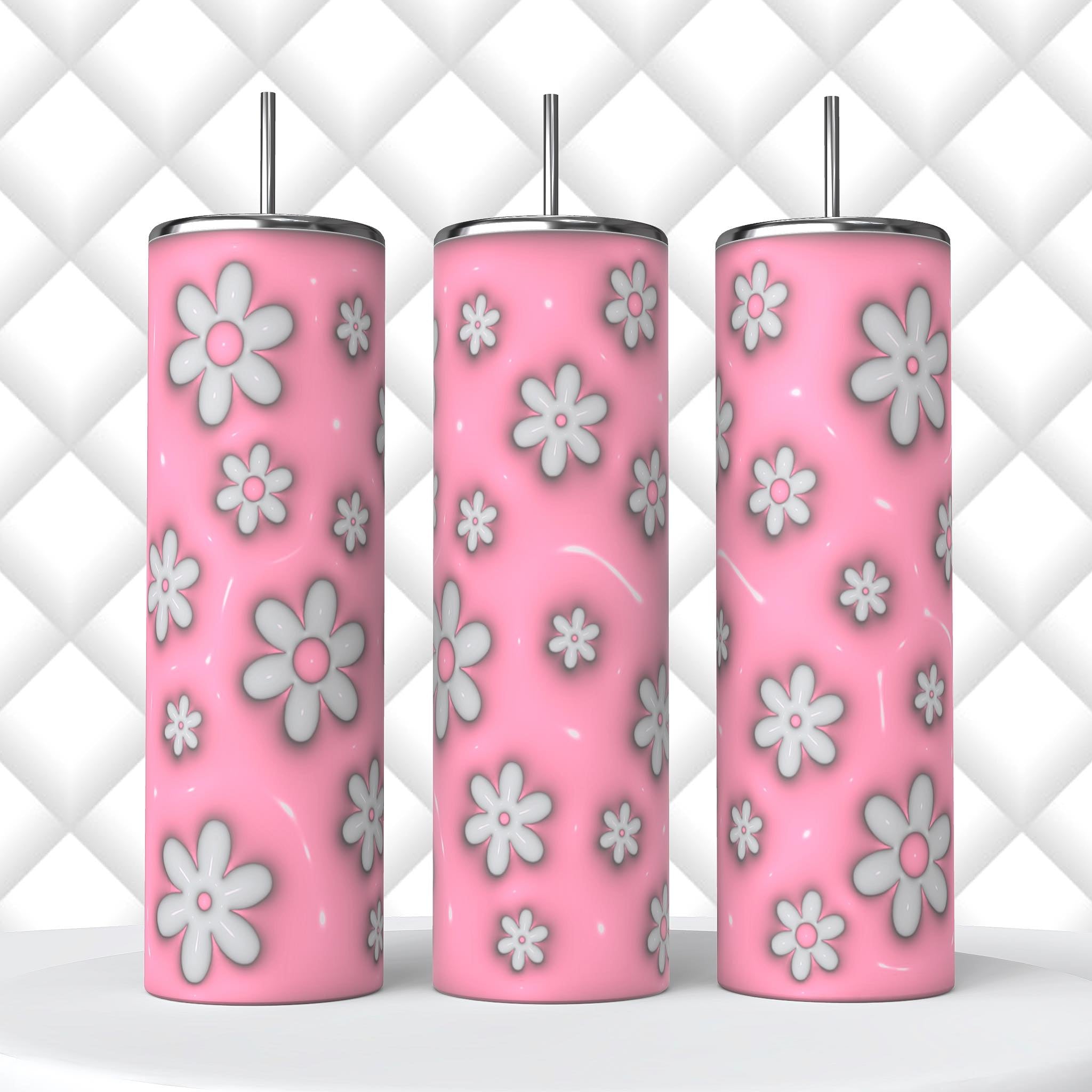 20oz pink and white daisy Tumbler