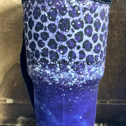 20 OZ Blue Leopard Bling Cup Cover - Kim's Korner Wholesale